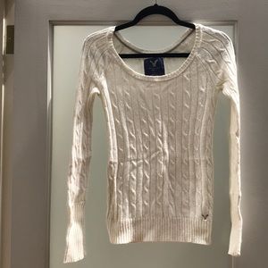 American Eagle Winter White Cable Knit Sweater